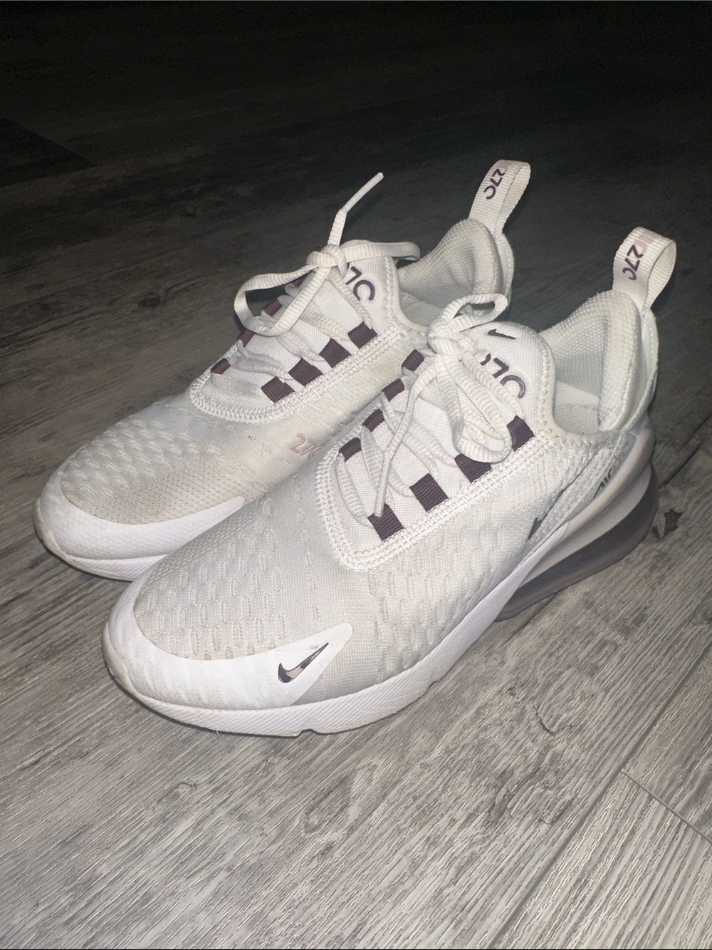 Nike Kids White and Maroon Air-cushioned Sneakers